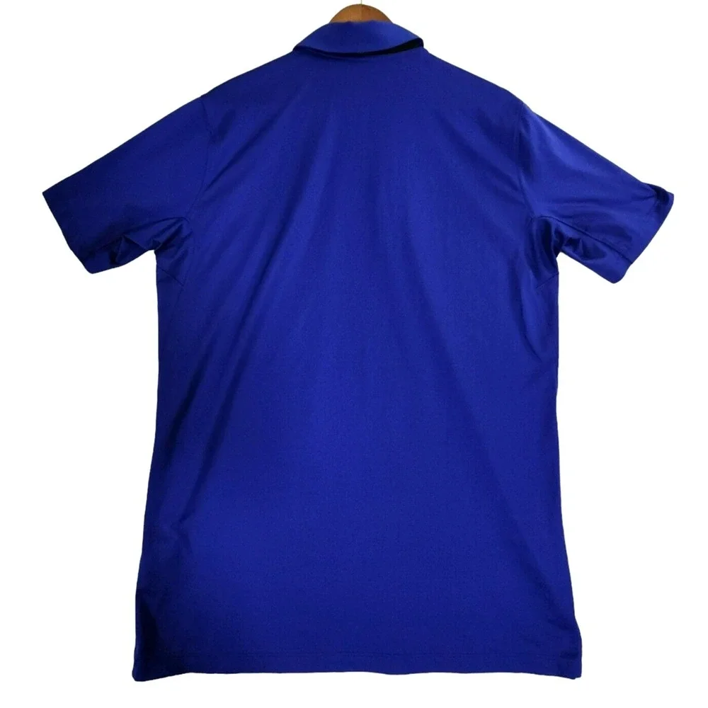 Nike Polo Shirt Men's Medium Blue Black strip Performance‎ Golf Dri Fit